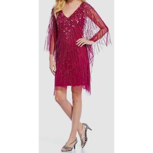 NWT ADRIANNA PAPELL Womens Pink Sparkled Sleeveless Above The Knee Dress M